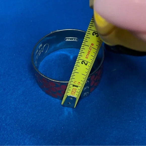 Coach Signature Logo Pink Gold Tone Metal Bangle Bracelet. - Picture 8 of 9